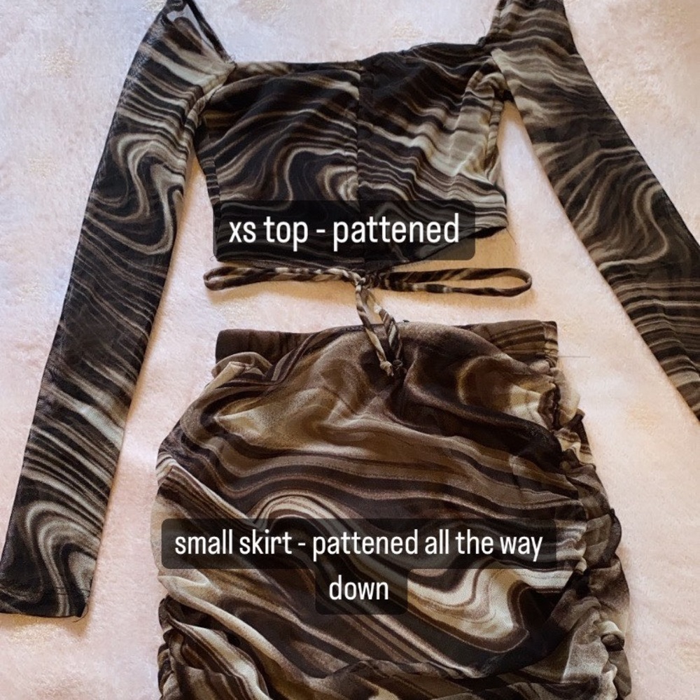 Multi color (black, white, brown/tan) 2 piece skirt set